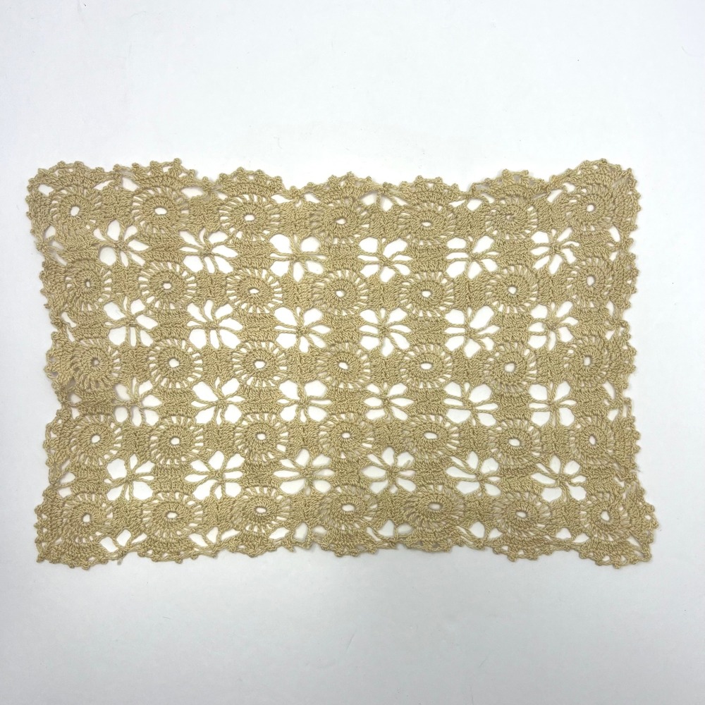 Handmade Crochet Doily Vintage Lace 11x8 Floral Cottage Grandma Victorian